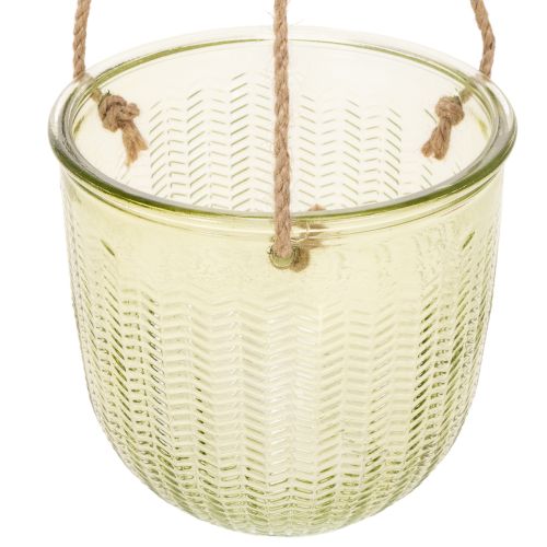 Hanging glass pot, decorative glass pot, retro style, green/brown, 14.5cm, 2 pieces | Floristik24.co.uk