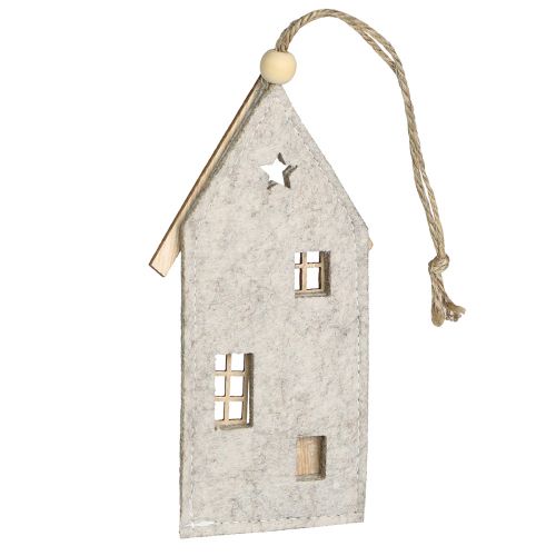 Product House for hanging Christmas felt decoration beige 15cm 6 pcs