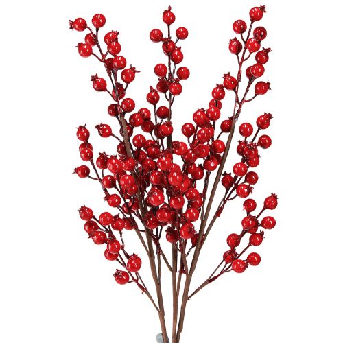 Product Rosehip Decoration Artificial Decorative Branches Red L62cm 3pcs