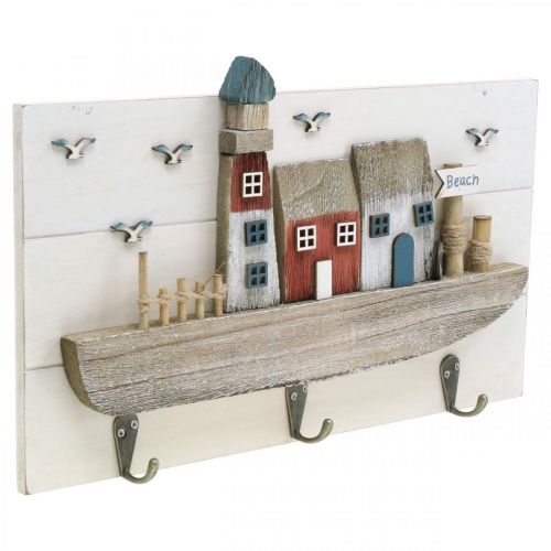 Product Beach wardrobe, maritime wooden decoration, boat hook rack Shabby Chic L33cm