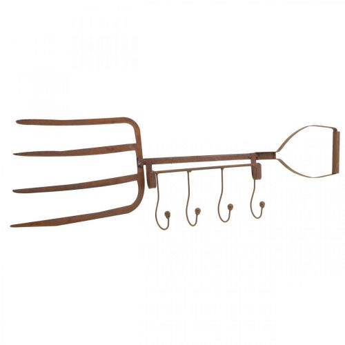 Product Hook strip patina decoration pitchfork garden decoration 4 hooks 62cm