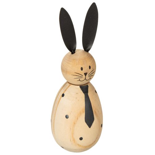 Wooden-look rabbit decorative figurine for calm and timeless decoration, 15cm, 2 pieces