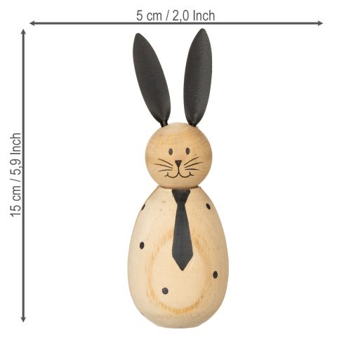Product Wooden-look rabbit decorative figurine for calm and timeless decoration, 15cm, 2 pieces
