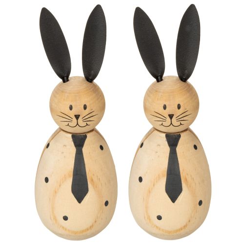 Product Wooden rabbit decorative figure, perfect for calm and timeless decoration, 15cm, 2 pieces
