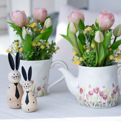Product Wooden rabbit decorative figure, perfect for calm and timeless decoration, 15cm, 2 pieces