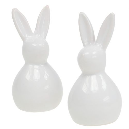 Bunny Ceramic White 7,5cm 6pcs | Floristik24.co.uk