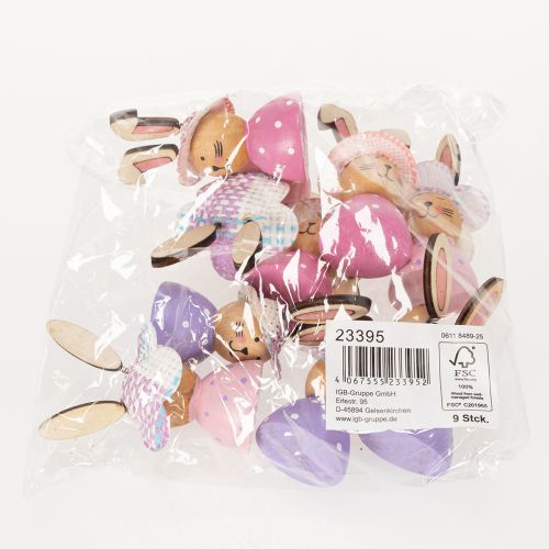 Product Easter bunny table decoration for spring, decorative bunnies with hats, 7cm, 9 pieces