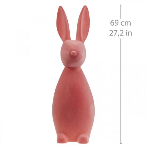 Floristik24 Decorative Easter Bunny – 2nd Choice – Flocked Orange Apricot H69cm