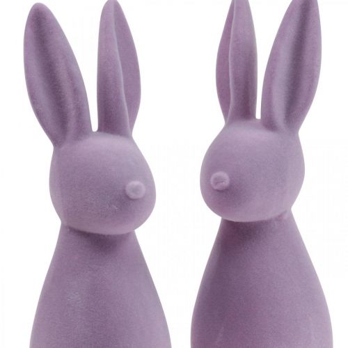 Product Decorative Easter Bunny – 2nd Choice – Flocked Lilac H29.5cm 2 pcs