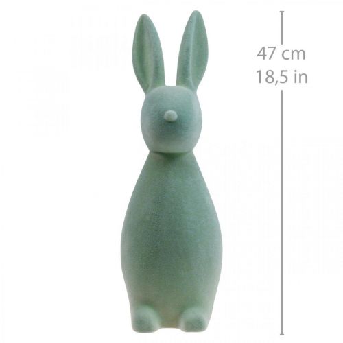 Product Decorative Bunny Decorative Easter Bunny – 2nd Choice – Flocked Grey-Green H47cm