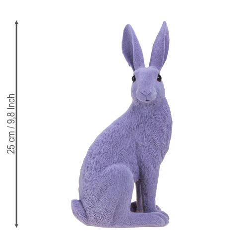 Floristik24 Sitting Bunny Easter Bunny Decoration Flocked Lilac 12×9×25cm