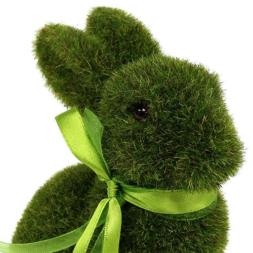 Floristik24 Rabbit sitting Green flocked H15cm 3pcs
