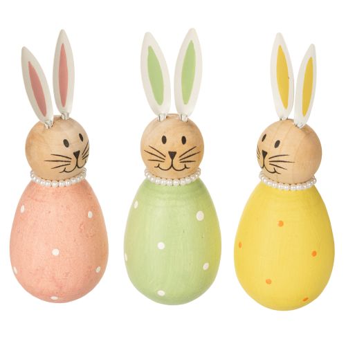 Floristik24 Decorative rabbit figurines in an egg design for spring-like home decor, 12cm, 3 pieces