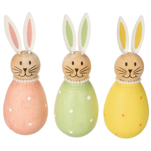 Product Decorative rabbit figurines in an egg design for spring-like home decor, 12cm, 3 pieces