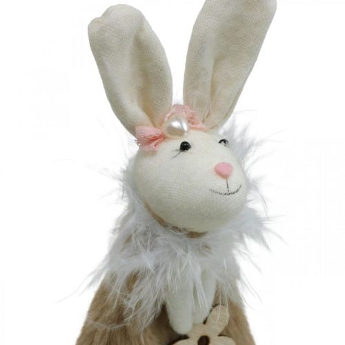 Product Easter bunny made of fabric, spring decoration, decorative bunny for hanging brown, natural H21cm 6pcs