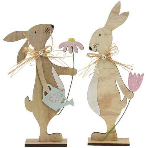 Floristik24 deco figurine wood bunny 27cm - 31cm 2pcs