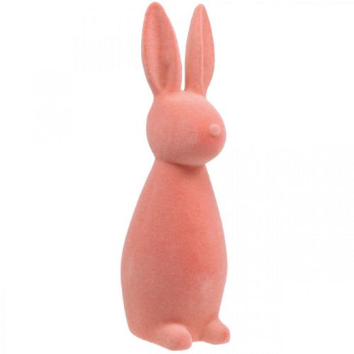 Floristik24 Deco bunny flocked apricot, spring decoration, Easter bunny H42cm