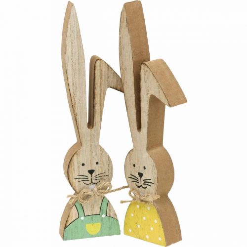 Floristik24 Happy bunny decoration, spring, Easter bunny couple, wooden decoration to put H19cm 6pcs