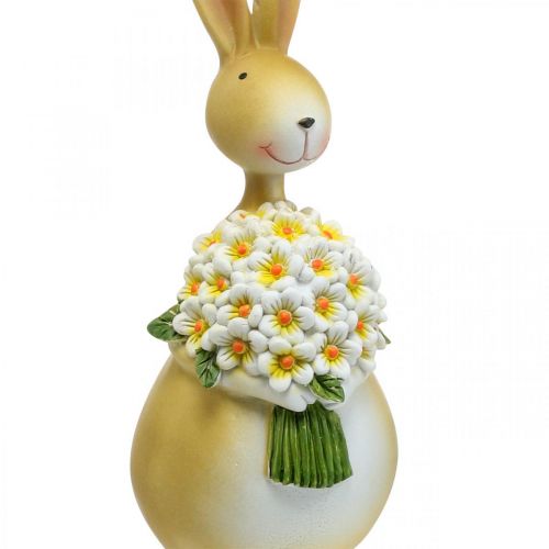 Floristik24 Easter bunny with bouquet of flowers, Easter decoration, decorative figure bunny H32cm