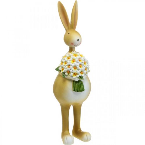 Floristik24 Easter bunny with bouquet of flowers, Easter decoration, decorative figure bunny H32cm