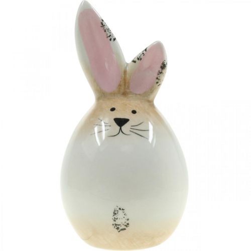 Product Easter bunny ceramic white egg decorative figure rabbit Ø6cm H11.5cm