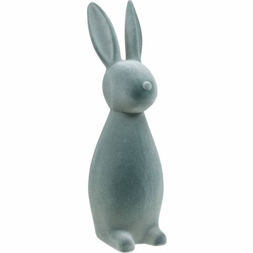 Decorative bunny gray flocked 47cm Easter bunny decoration Easter