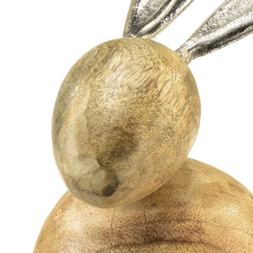 Product Bunnies decoration wood metal silver Easter 12.5x14x16.5cm