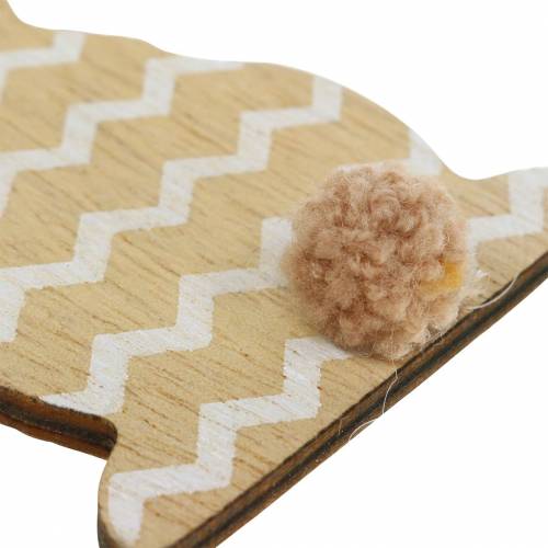 Floristik24 Easter bunny to hang cream, brown, natural wood assorted H11.5cm 6pcs