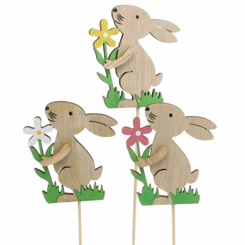 Product Flower plug rabbit made of wood 9cm 12pcs