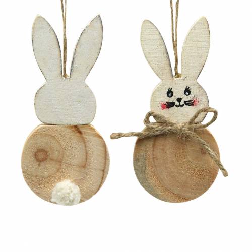 Floristik24 Easter bunny for hanging cream, natural wood assorted H10.5cm 8 pcs