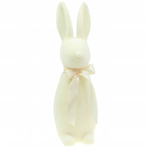 Bunny flocked cream white H49cm