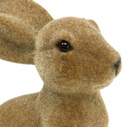 Product Easter decoration bunny sitting flocked brown H19cm 2pcs