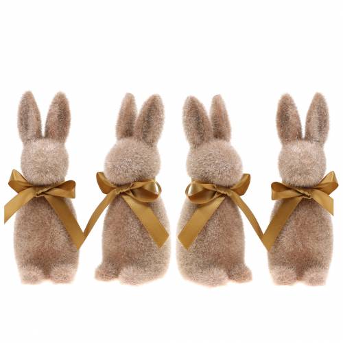 Floristik24 Bunny flocked light brown 16cm 4pcs