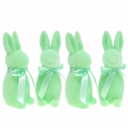 Floristik24 Bunny flocked mint green 16cm 4pcs