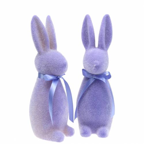 Floristik24 Bunny flocked Lilac Purple H30cm 2pcs