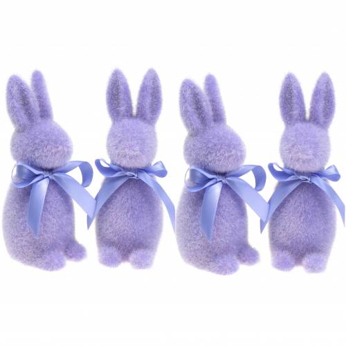 Floristik24 Bunny Flocked Lilac Purple 16cm 4pcs