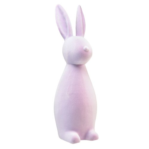 Product Easter bunny decorative bunny standing flocked lilac H47cm