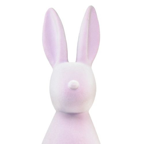 Product Easter bunny decoration standing rabbit – 2nd choice – flocked lilac H47cm