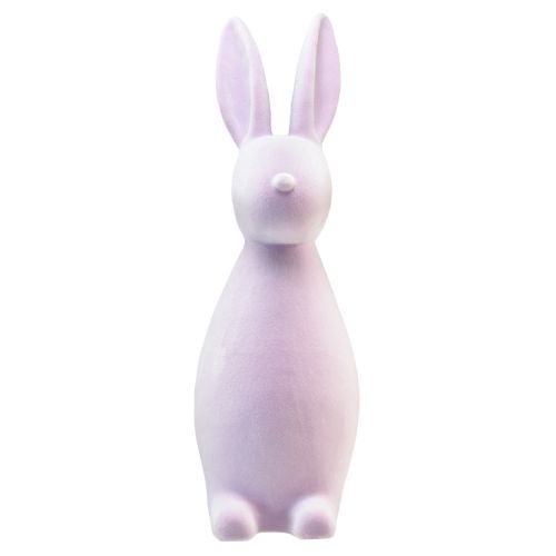 Product Easter bunny decoration standing rabbit – 2nd choice – flocked lilac H47cm