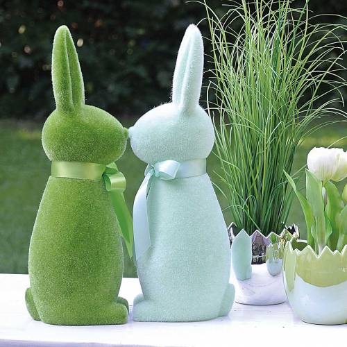 Floristik24 Flocked rabbit green H42cm