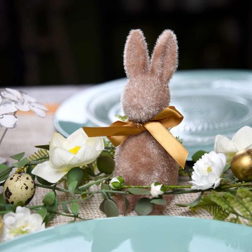 Floristik24 Bunny flocked light brown 16cm 4pcs