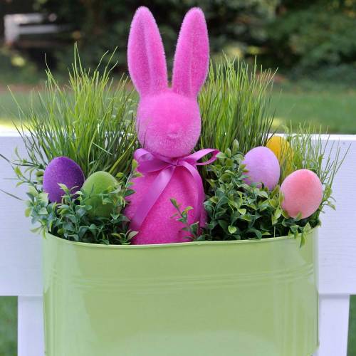 Floristik24 Bunny flocked pink H42cm