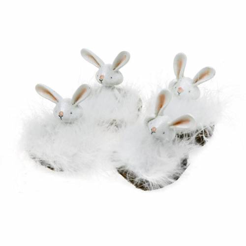 Floristik24 Easter bunny in the nest, spring decoration, decoration bunny, Easter decoration, bunny figure white 4pcs