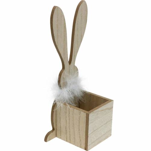 Floristik24 Bunny Planter Feather Boa Black, White Dotted Wooden Easter Bunny