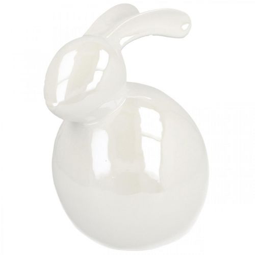 Floristik24 Ceramic bunny, easter figure, spring decoration, easter bunny white, mother-of-pearl H17cm