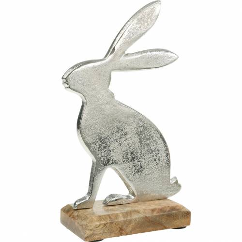 Floristik24 Easter bunny stand with wooden base Easter bunny metal Easter decoration