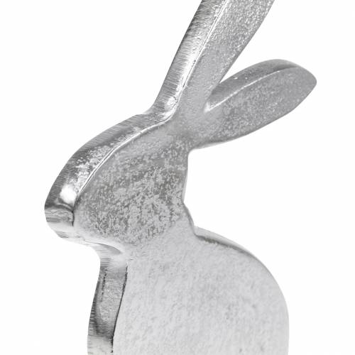 Floristik24 Bunny Silver Metal Wooden Base Easter Bunny Decoration Easter
