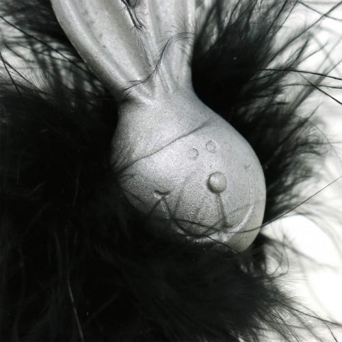 Product Easter bunny decoration silver feather boa rabbit figure Easter 8cm 2pcs