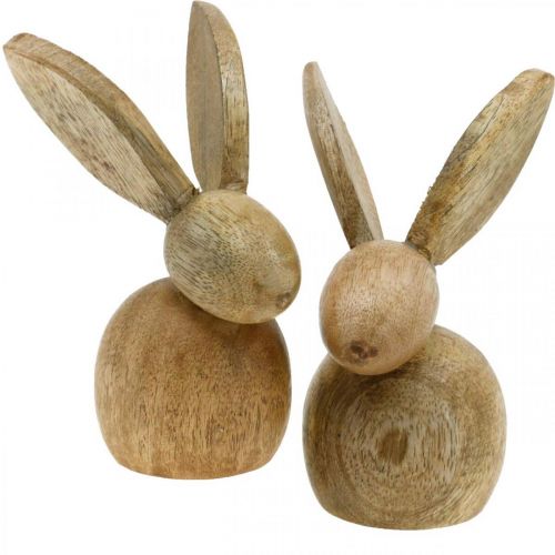 Floristik24 Easter decoration bunny wood decoration sitting Easter bunny nature 12cm 4pcs