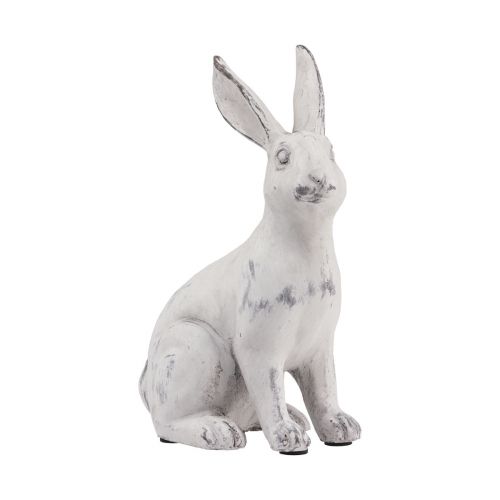 Floristik24 Rabbit sitting decorative rabbit artificial stone white gray H21.5cm